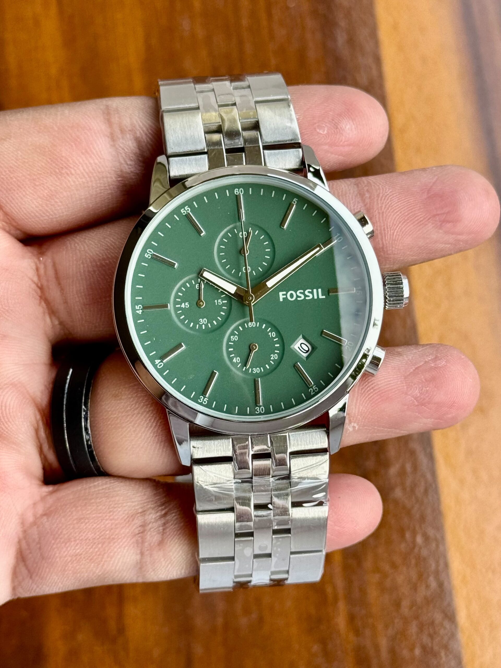 Fossil Luther 7A Quartz Men's Chronograph Watch Stainless Steel Bracelet 6 Fossil Luther 7A quartz green dial silver bracelet men's watch