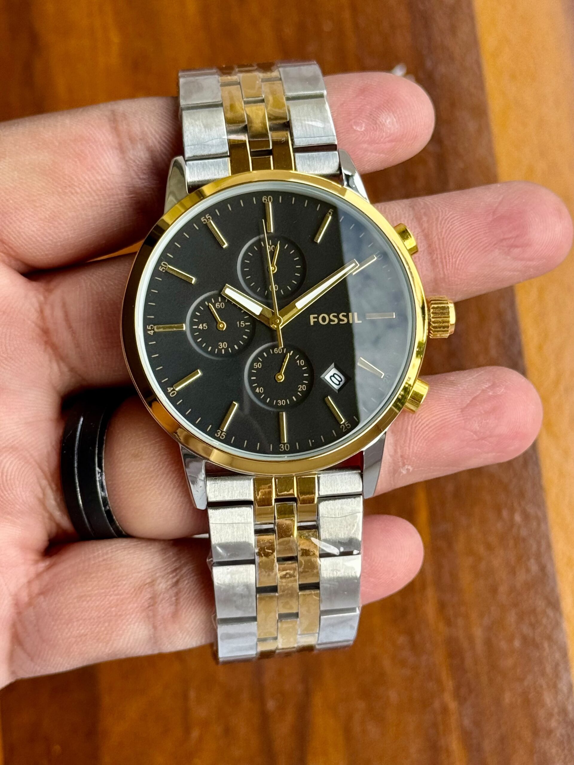 Fossil Luther 7A Quartz Men's Chronograph Watch Stainless Steel Bracelet 3 Fossil Luther two tone gold black dial chronograph watch