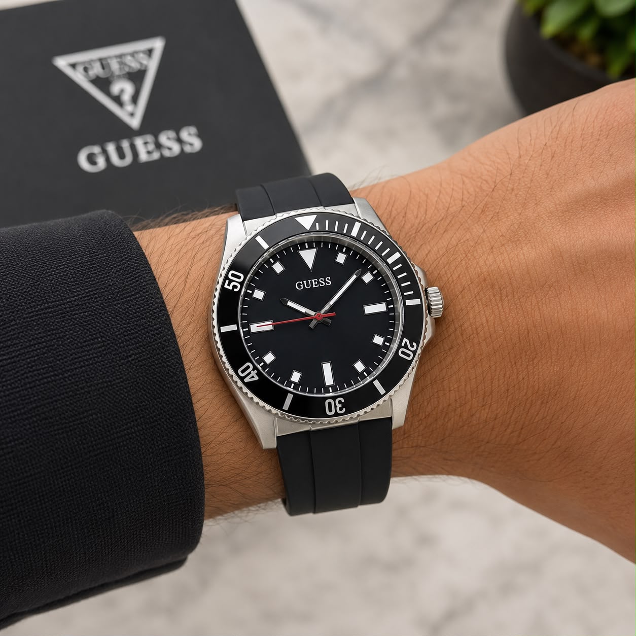 Guess GW0969G1 7A Quartz Silicone Strap Men's Watch 3 Guess GW0969G1 On Wrist Men's Watch