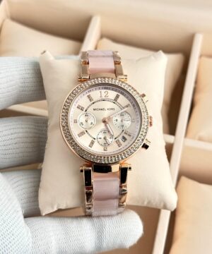 Michael Kors Parker 7aa Rose Gold Pink Acrylic Women's Watch