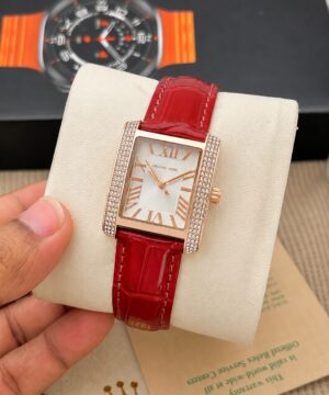 Luxury watches 28 Michael Kors Rectangle Red Leather Strap Women's Rectangle Watch