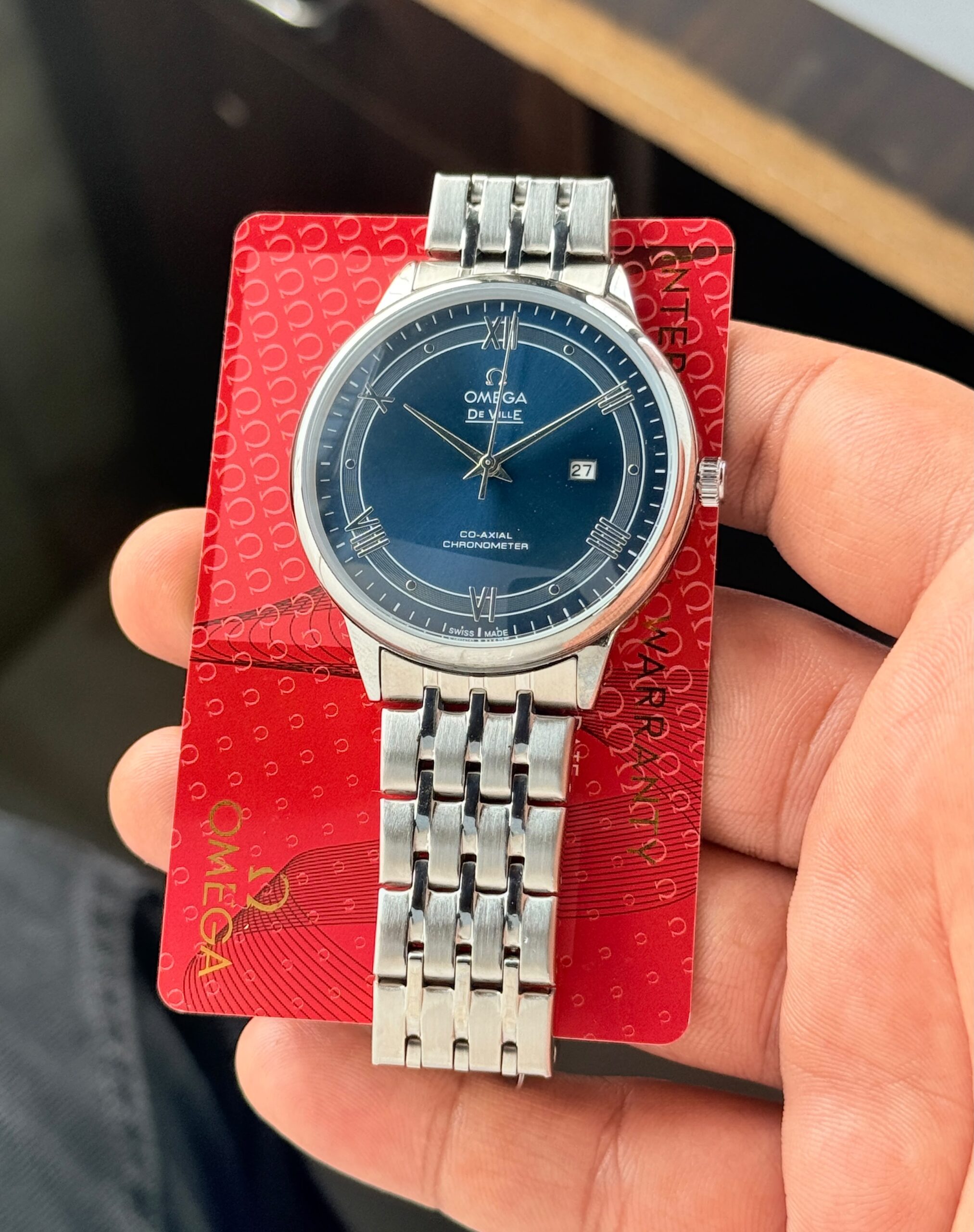 Omega De Ville 7AA Quartz Men's Watch Blue/Silver Dial Silver Stainless Steel Bracelet 1 Omega De Ville 7AA Quartz Blue Dial Silver Stainless Steel Bracelet Men's Watch