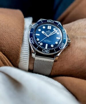 Omega Seamaster Diver 300M James Bond automatic watch on wrist