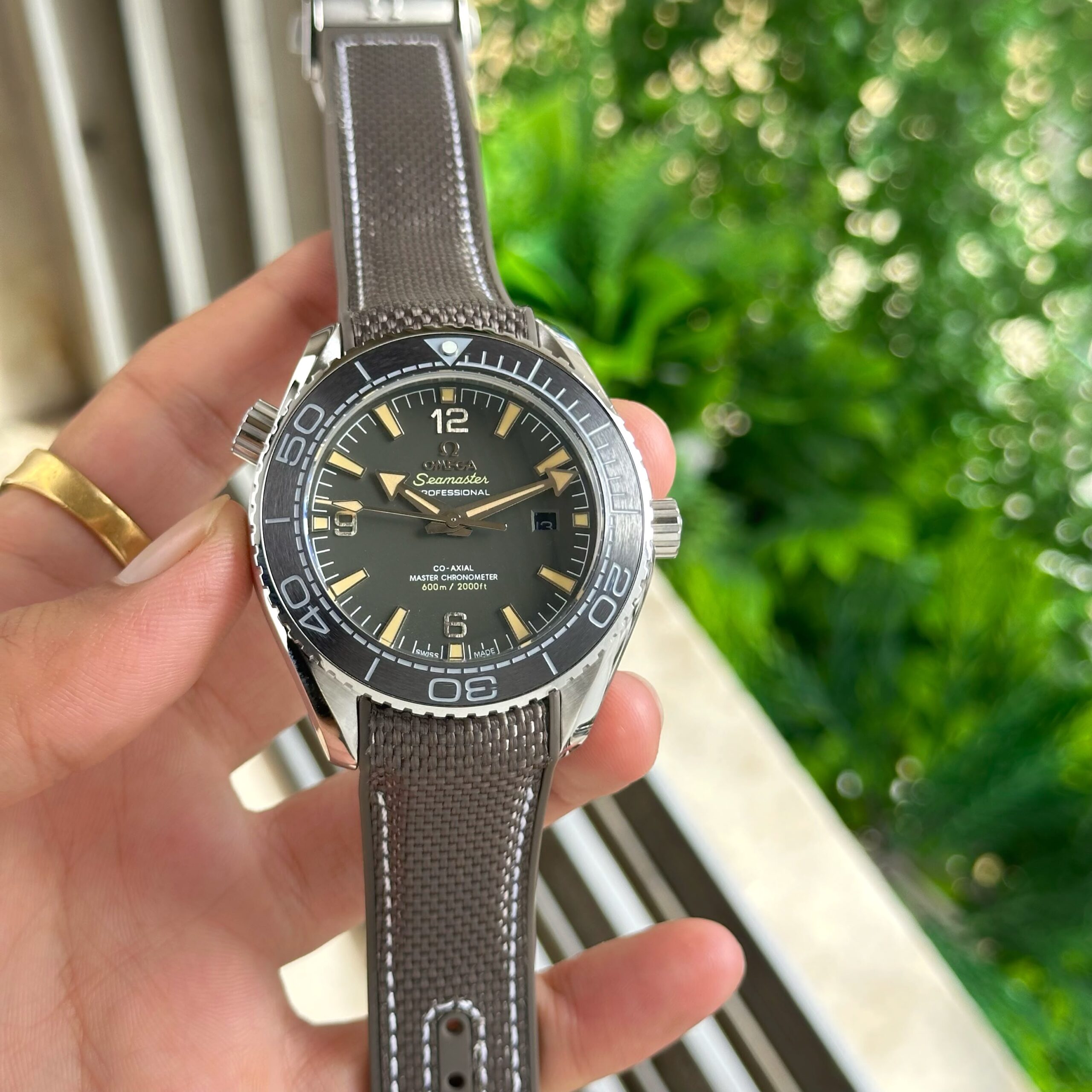Omega Seamaster Planet Ocean 600M 7AA Automatic Men's Watch Gray Dial Gray Rubber Strap 1 Omega Seamaster Planet Ocean 600M 7AA Automatic Men's Watch Gray Dial Gray Rubber Strap Front View