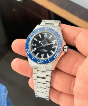 OMEGA Seamaster Semi ETA Planet Ocean Blue Bezel Men's Watch