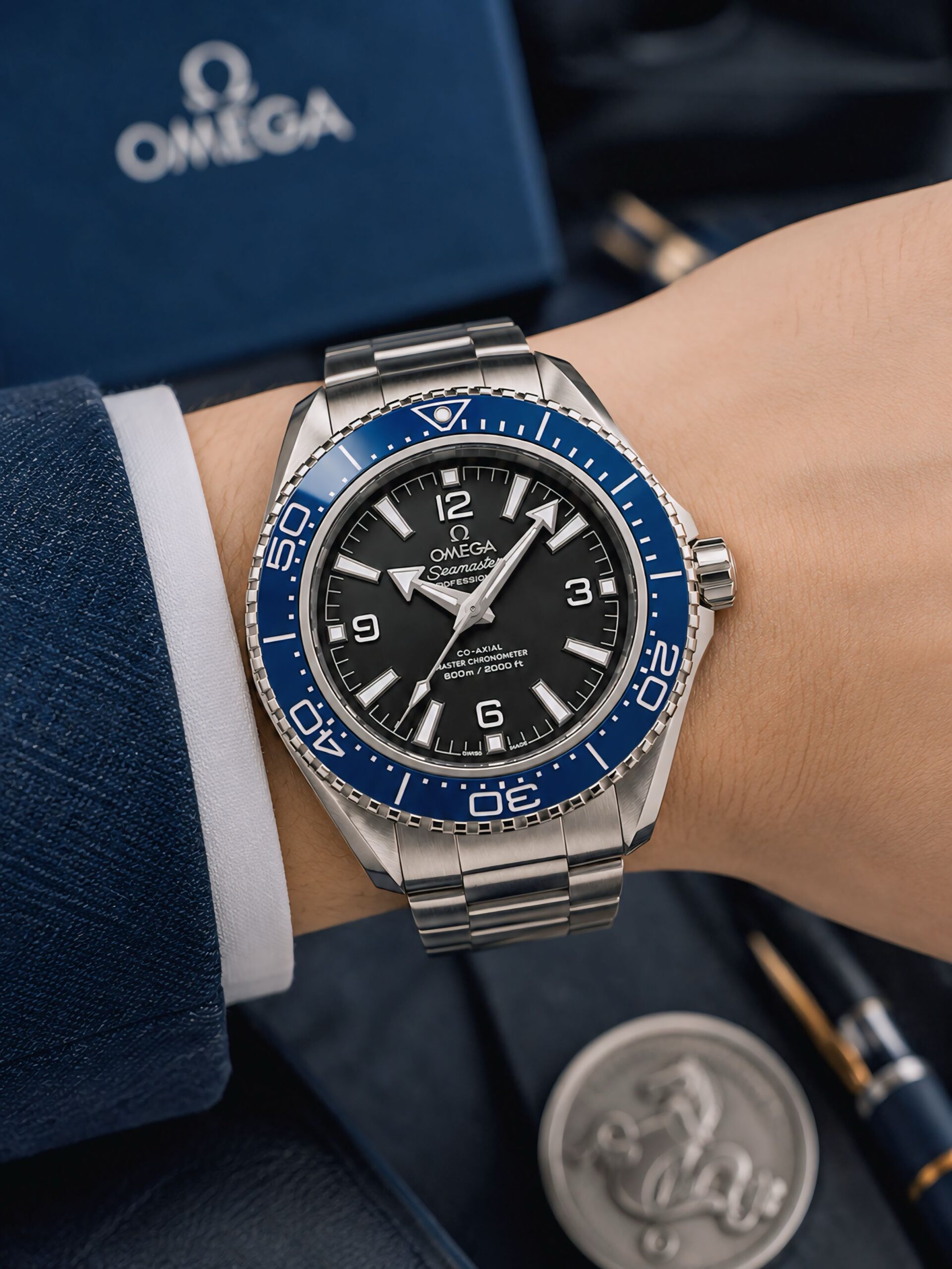 OMEGA Seamaster Planet Ocean 600M Semi ETA Automatic 42mm Men's Watch 5 OMEGA Seamaster Planet Ocean On Wrist