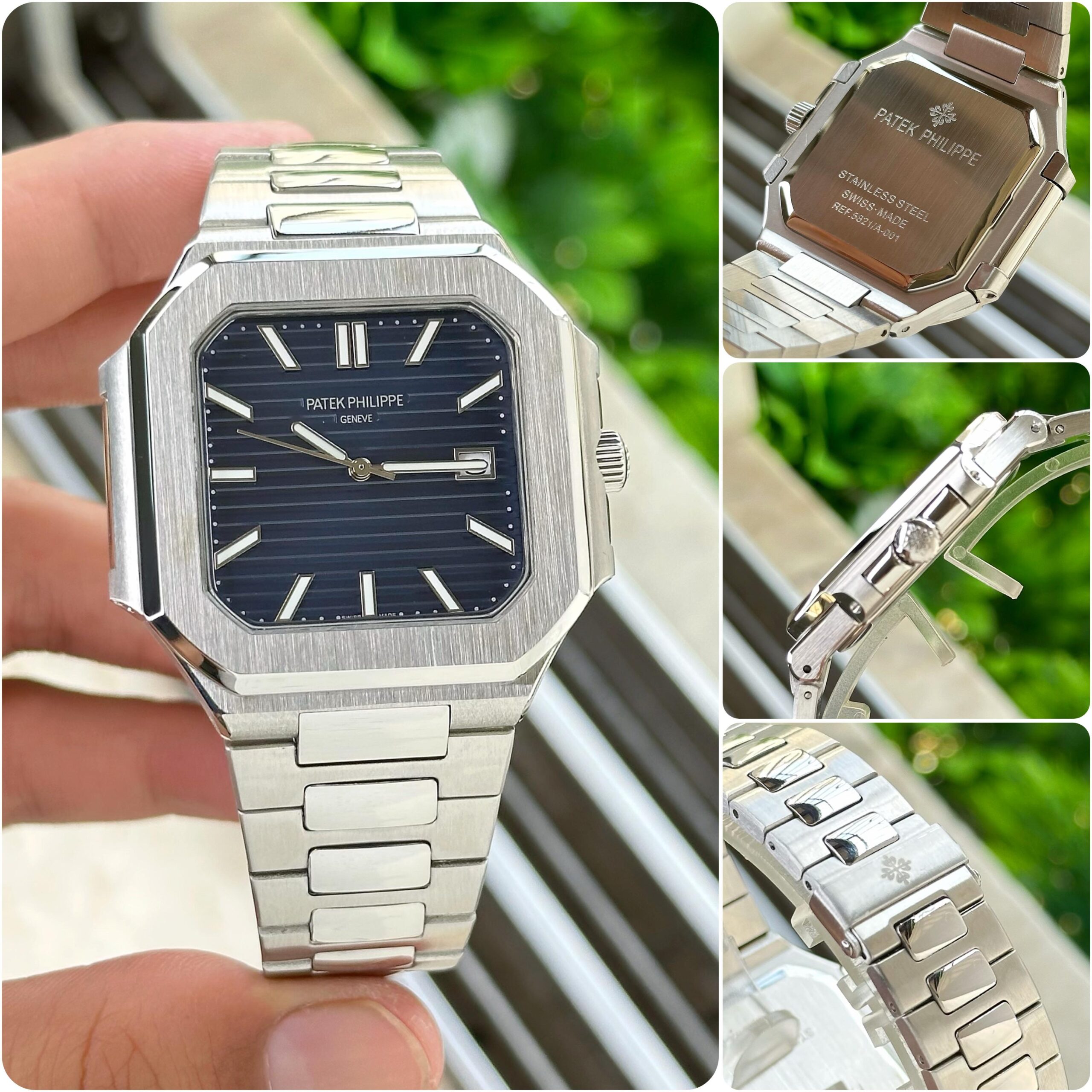 Patek Philippe Cubitus 7aa Black Dial Premium Men's Watch | Japanese Movement | Stainless Steel 6 Patek Philippe Cubitus Watch Case and Bracelet Details