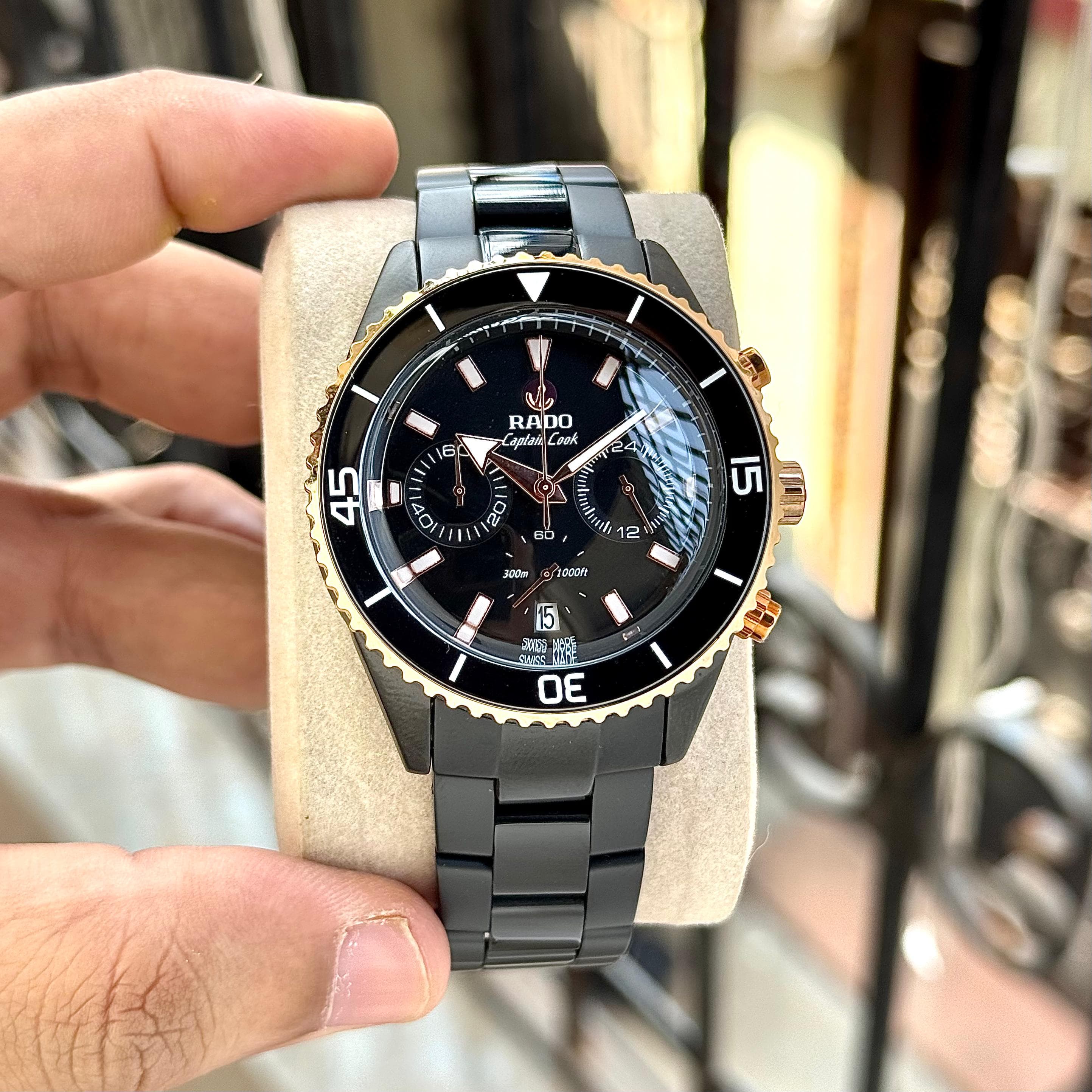 RADO Captain Cook High-Tech Ceramic Chronograph 7AA Quartz Men's Watch 1 RADO Captain Cook High-Tech Black Ceramic Chronograph Men's Watch