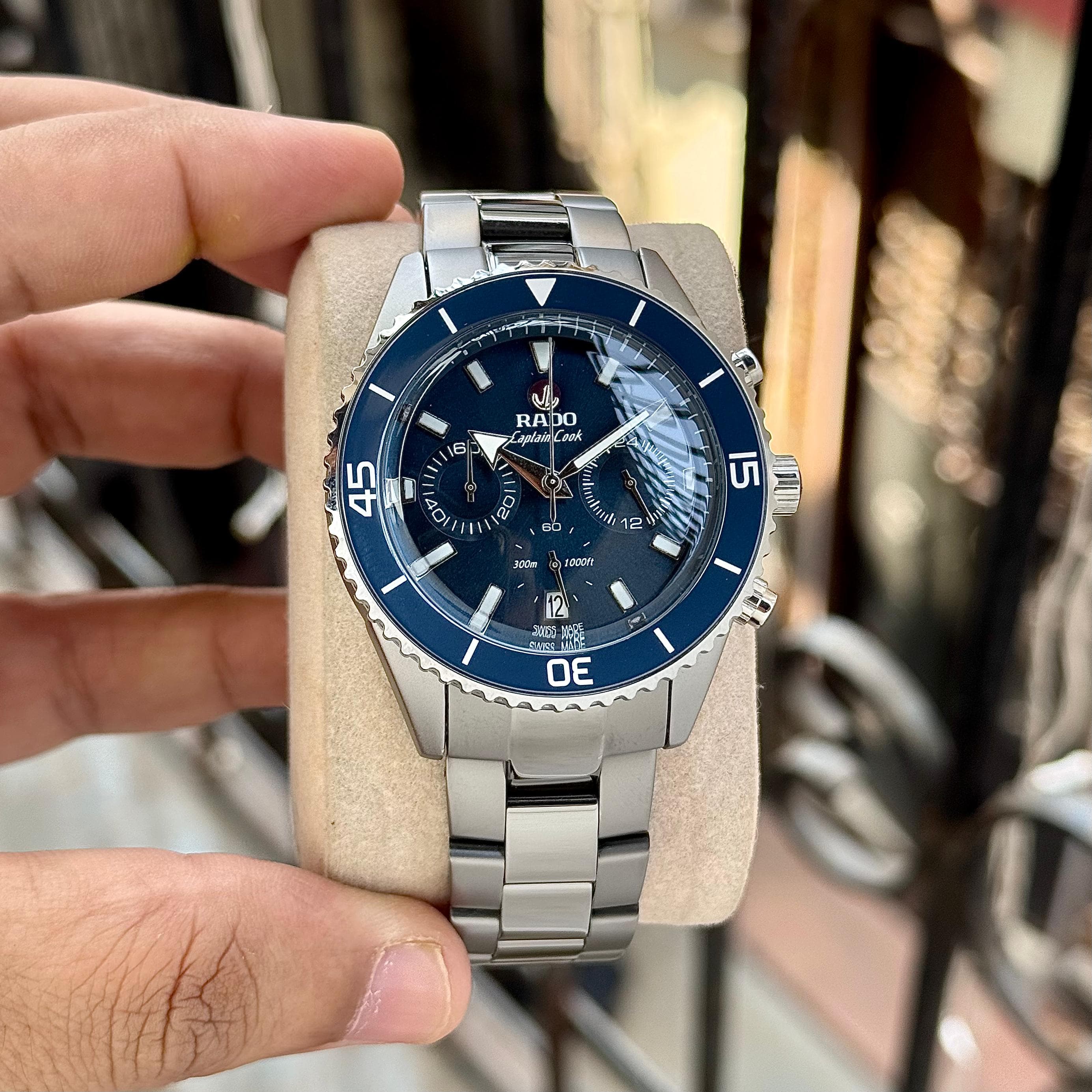 RADO Captain Cook High-Tech Ceramic Chronograph 7AA Quartz Men's Watch 8 RADO Captain Cook Blue Dial Variant