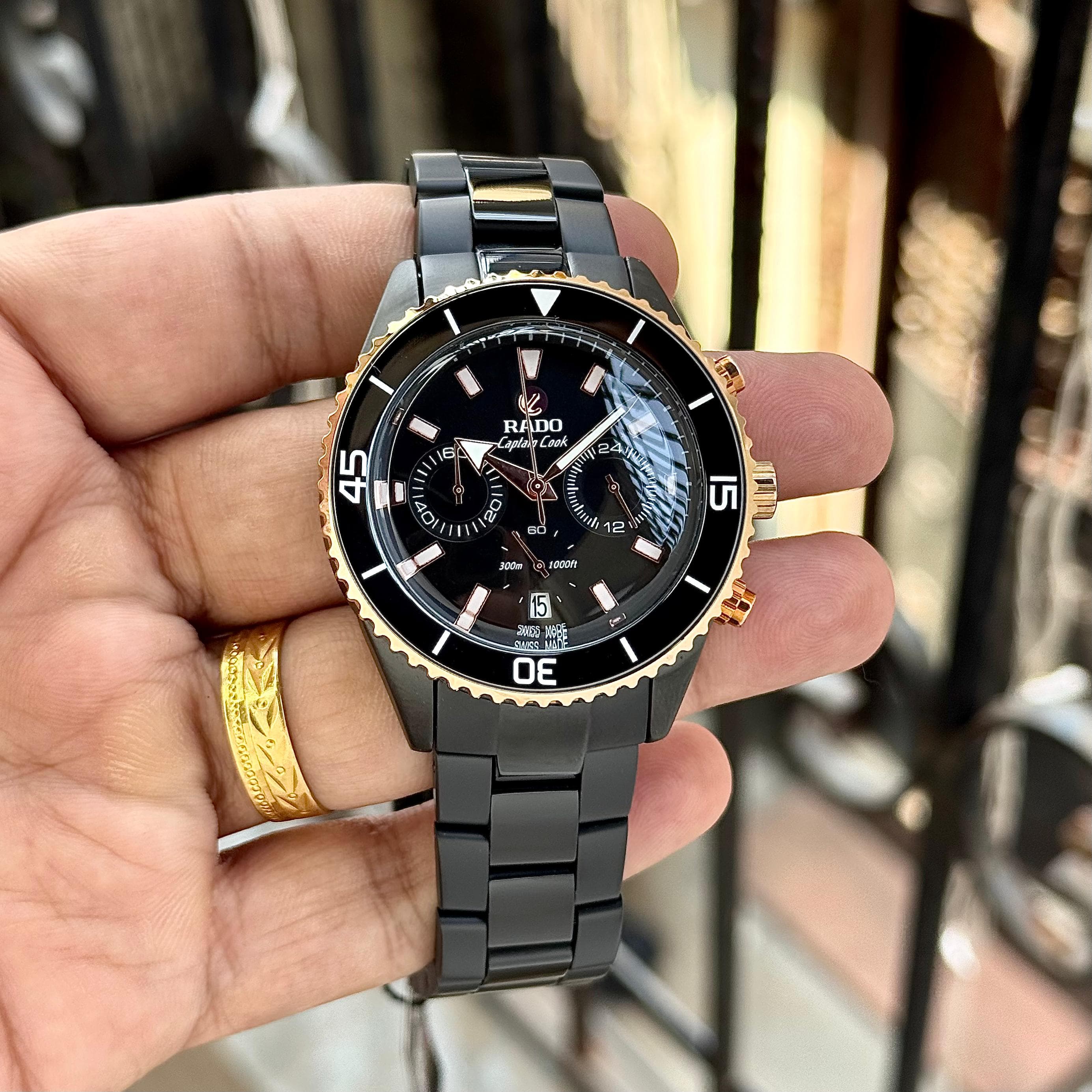 RADO Captain Cook High-Tech Ceramic Chronograph 7AA Quartz Men's Watch 2 RADO Captain Cook Luxury Men's Watch