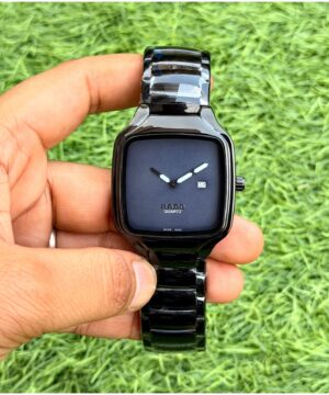 Rado True Square 7A quartz blue dial men's watch hand front view