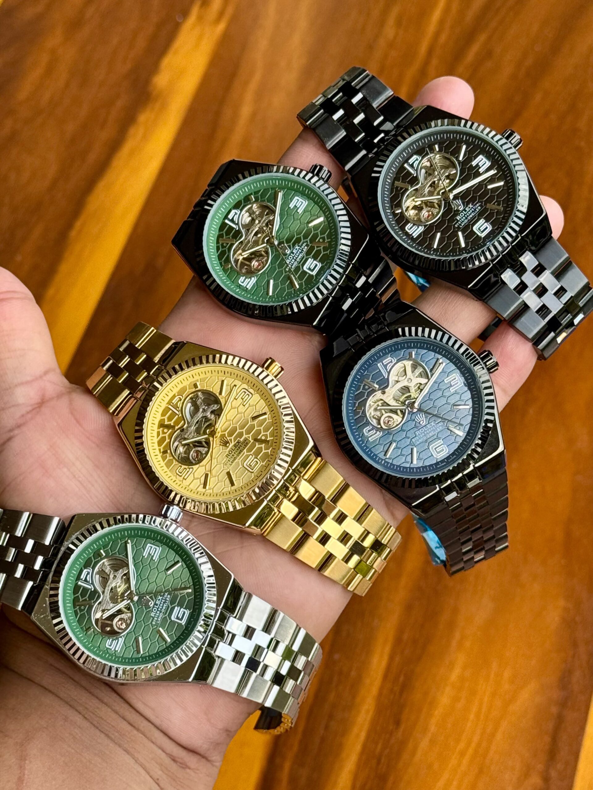 Rolex Land-Dweller 7AA Automatic Oyster Perpetual Men's Watch Open Heart Honeycomb Dial 7 Rolex Oyster Perpetual Land-Dweller Automatic Watch Collection Green Blue Gray Gold
