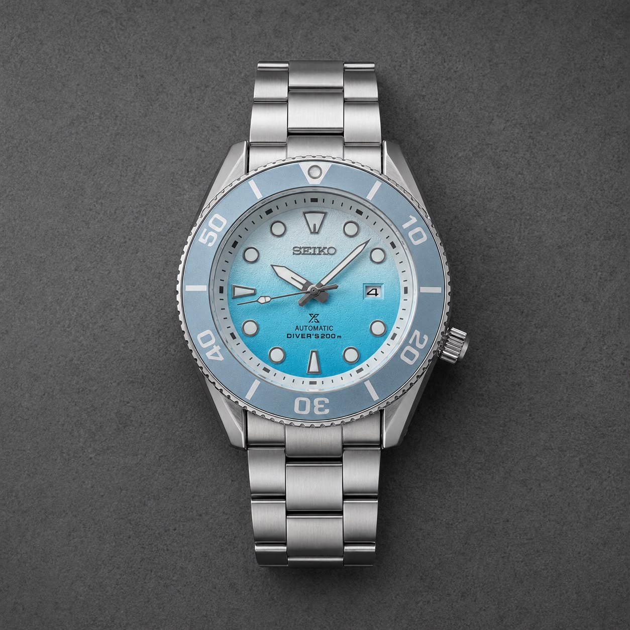 Seiko Prospex 7AA Premium Automatic diver Men's Watch | 43mm Stainless Steel 6 Seiko Prospex Ice Blue Dial Diver Watch