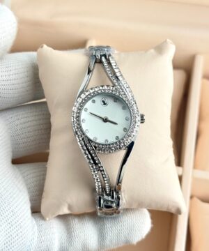 Swarovski Hyperbola 7A Women's Silver Crystal Watch White Dial