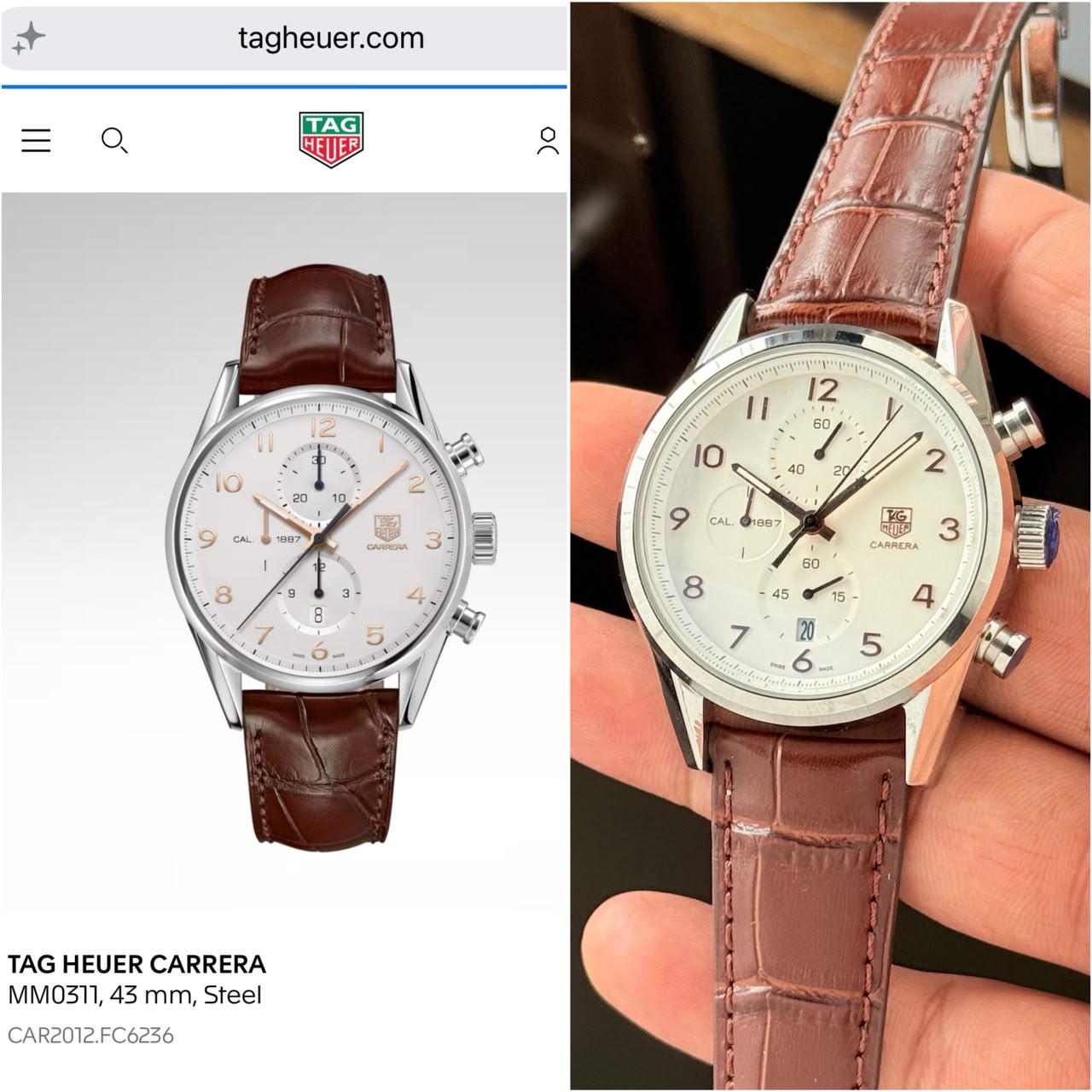 TAG Heuer Carrera Heritage 7AA Quartz Chronograph Men's Leather Strap Watch 5 TAG Heuer Carrera Heritage Design Comparison