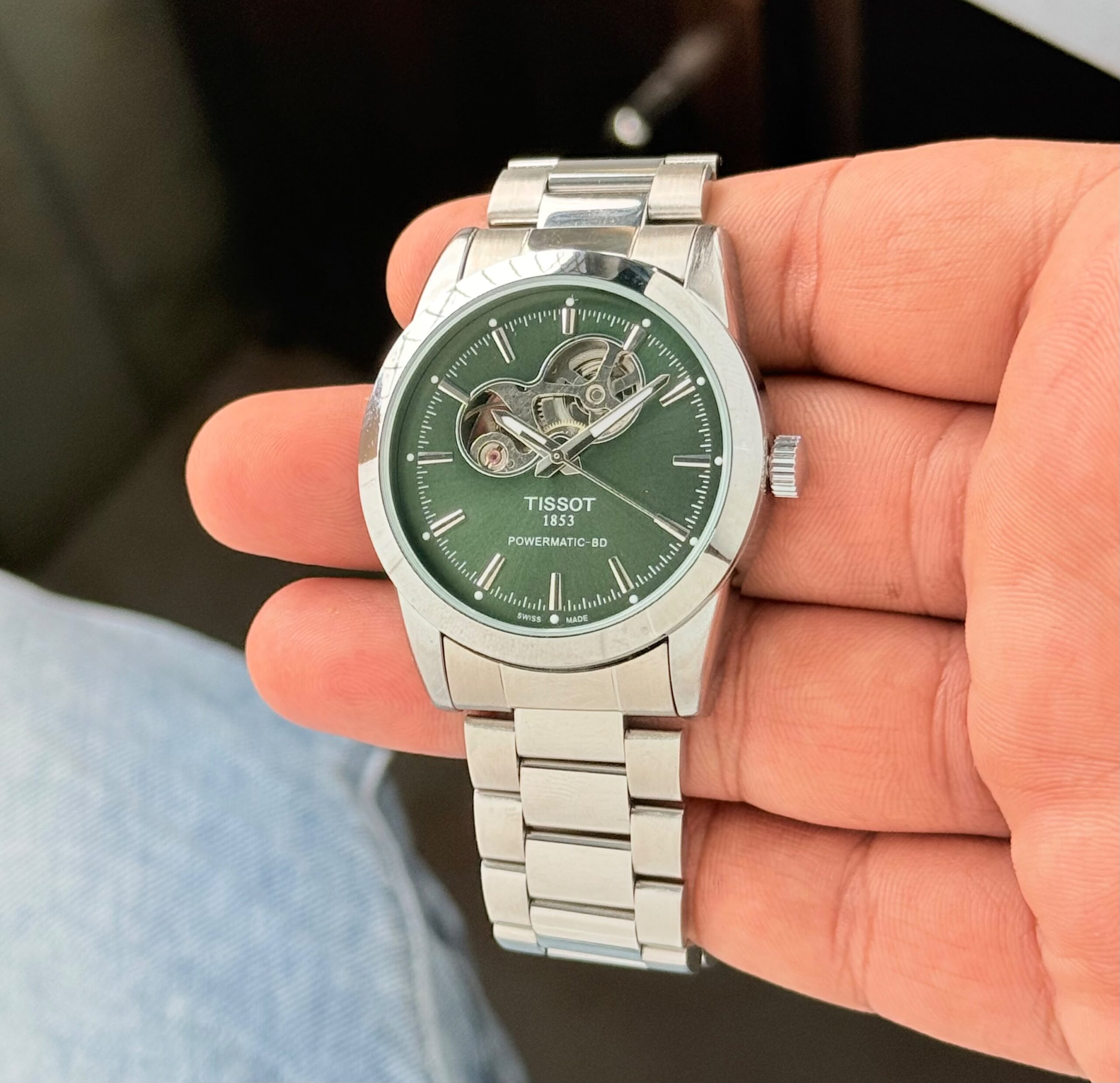 Tissot Gentleman Powermatic 80 Open Heart 7AA Automatic Men's Watch Green Dial 3 Tissot Gentleman green dial stainless steel automatic watch