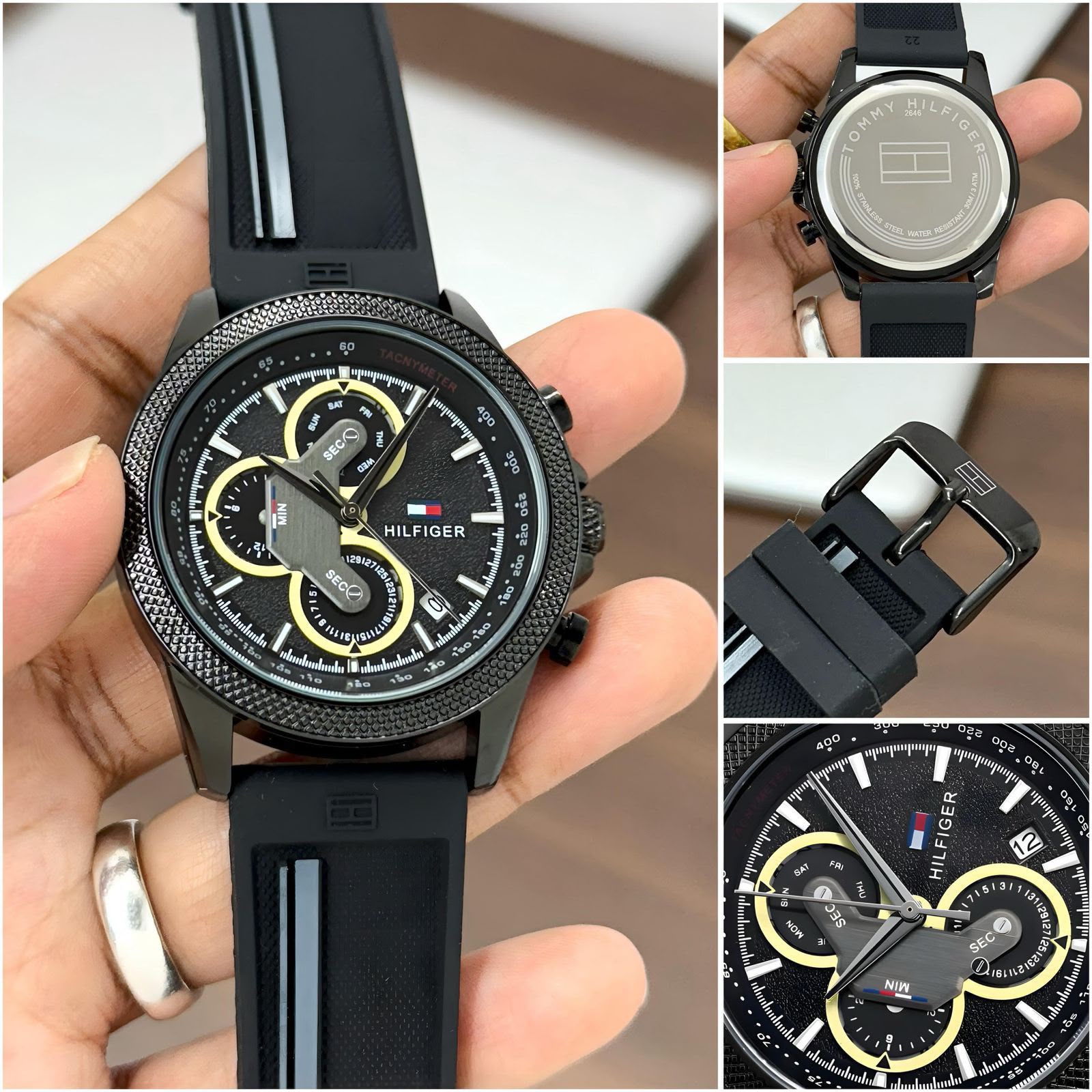 Tommy Hilfiger Clark Chronograph 7AA Quartz Men's Watch – Black Silicone Strap 3 Tommy Hilfiger Clark Chronograph 7AA Black Silicone Strap Watch details View