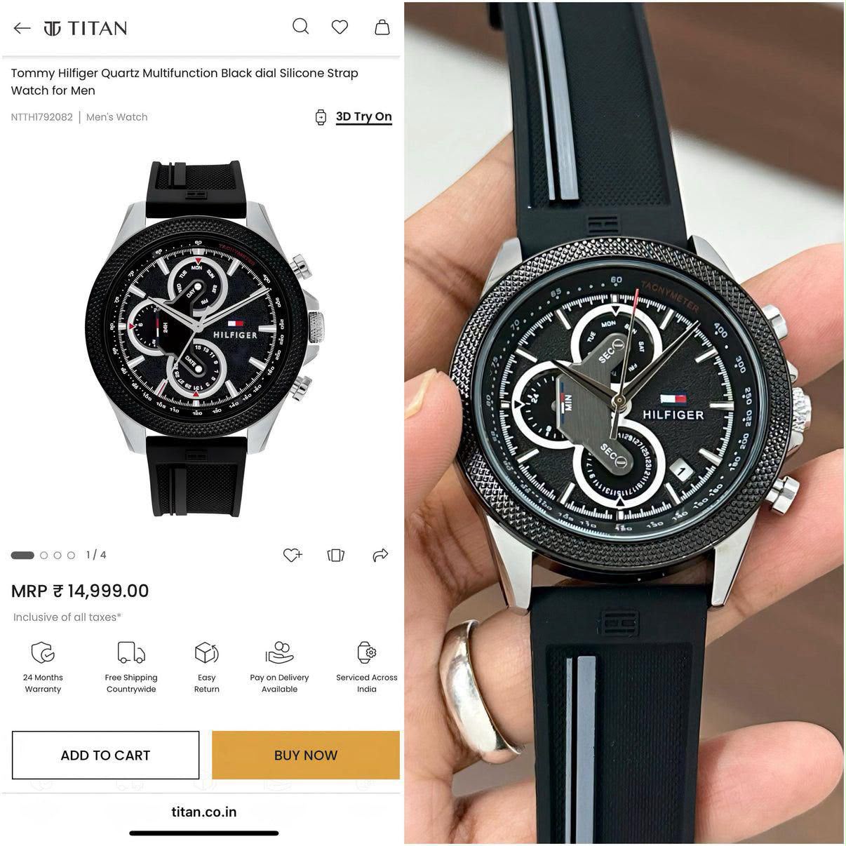 Tommy Hilfiger Clark Chronograph 7AA Quartz Men's Watch – Black Silicone Strap 4 Tommy Hilfiger Clark Chronograph 7AA Black Silicone Strap Watch comparison View