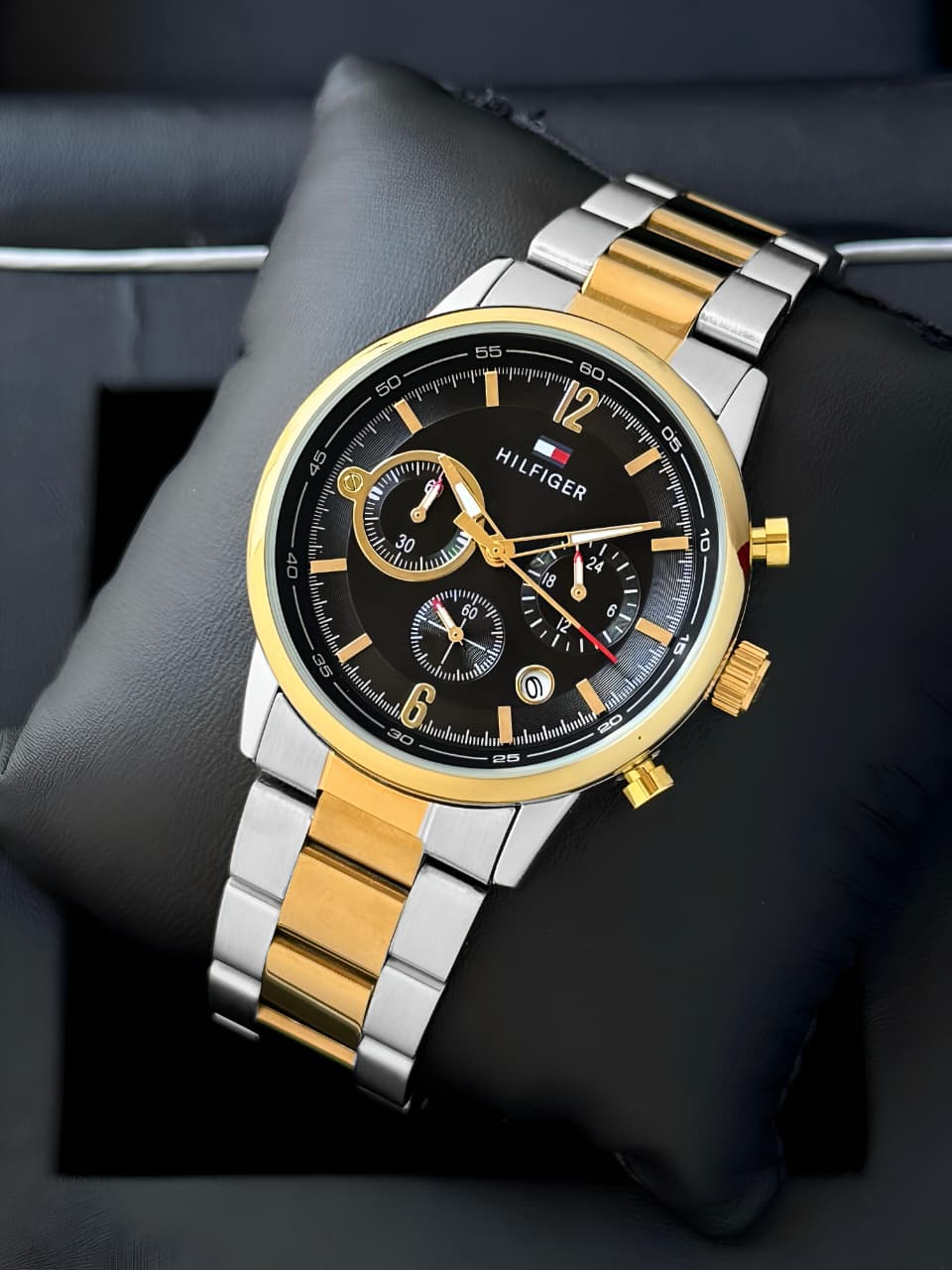 Tommy Hilfiger Evan Chronograph 7AA Premium Men's Watch | Black Dial | Two-Tone Stainless Steel 3 Tommy Hilfiger Evan Chronograph 7AA Premium Men's Watch | Black Dial | Two-Tone Stainless Steel - Image 3