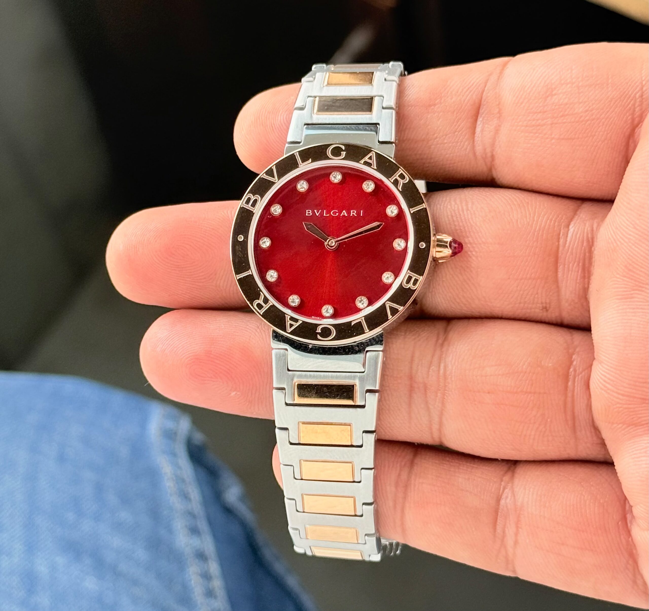 Bvlgari Premium Original Model 7AAA Japanese Quartz Women's Watch – Mother of Pearl Dial 2 Bvlgari Red Dial Stainless Steel Watch