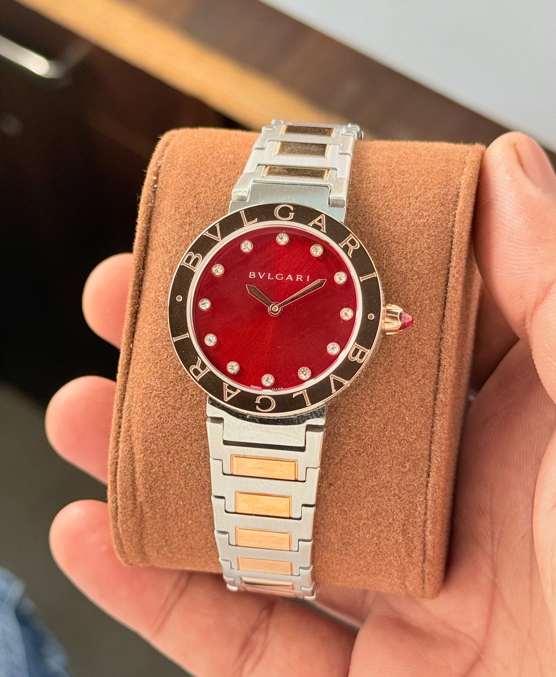 Bvlgari Premium Original Model 7AAA Japanese Quartz Women's Watch – Mother of Pearl Dial 1 Bvlgari 7aaa Japanese Red Dial Women's Watch