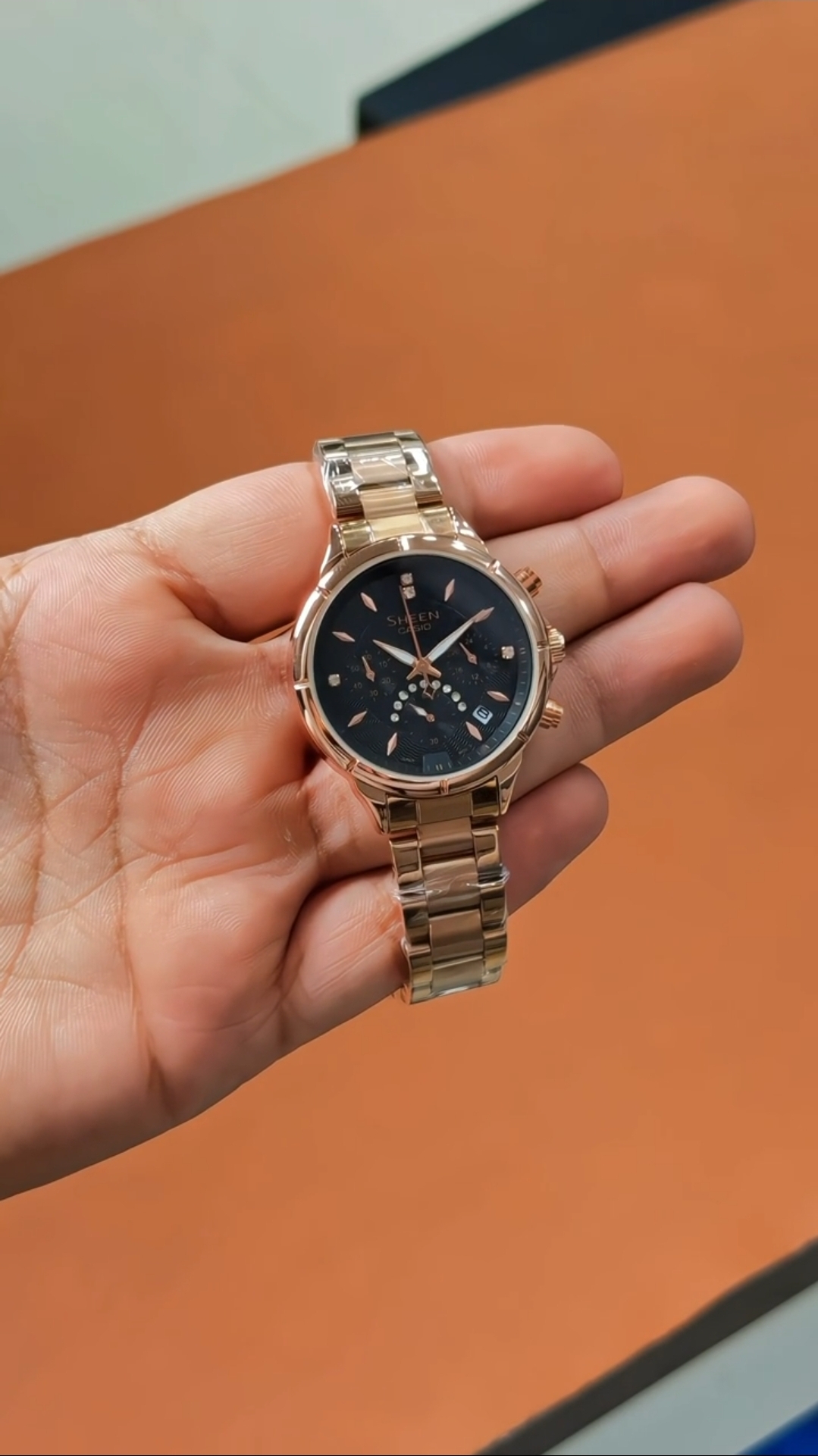 Casio Sheen 7AA Premium Quartz Chronograph Women's Watch – Rose Gold Black Dial 1 Casio Sheen 7AA Premium Quartz Chronograph Women's Watch – Rose Gold Black Dial